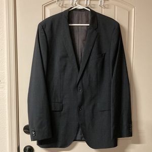 Hugo Boss Sz 44L Jacket Sports Coat Blazer Virgin Wool Black Two Button Closure